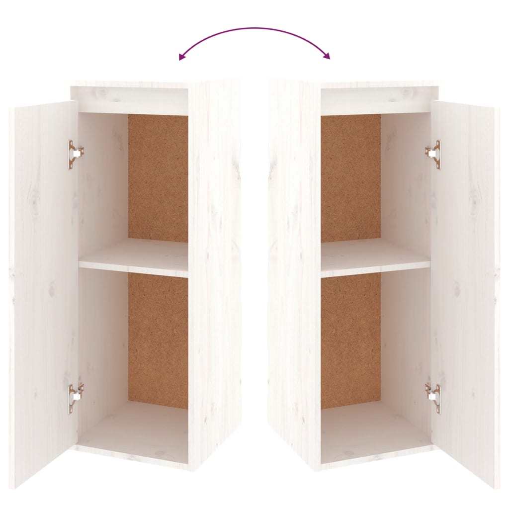 Tv-bänk 2 st vit massiv furu