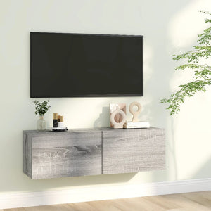 Tv-bänk för vägg grå sonoma 100x30x30 cm konstruerat trä