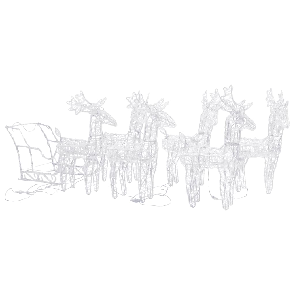 Juldekoration renar och släde 320 lysdioder akryl
