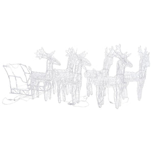 Juldekoration renar och släde 320 lysdioder akryl