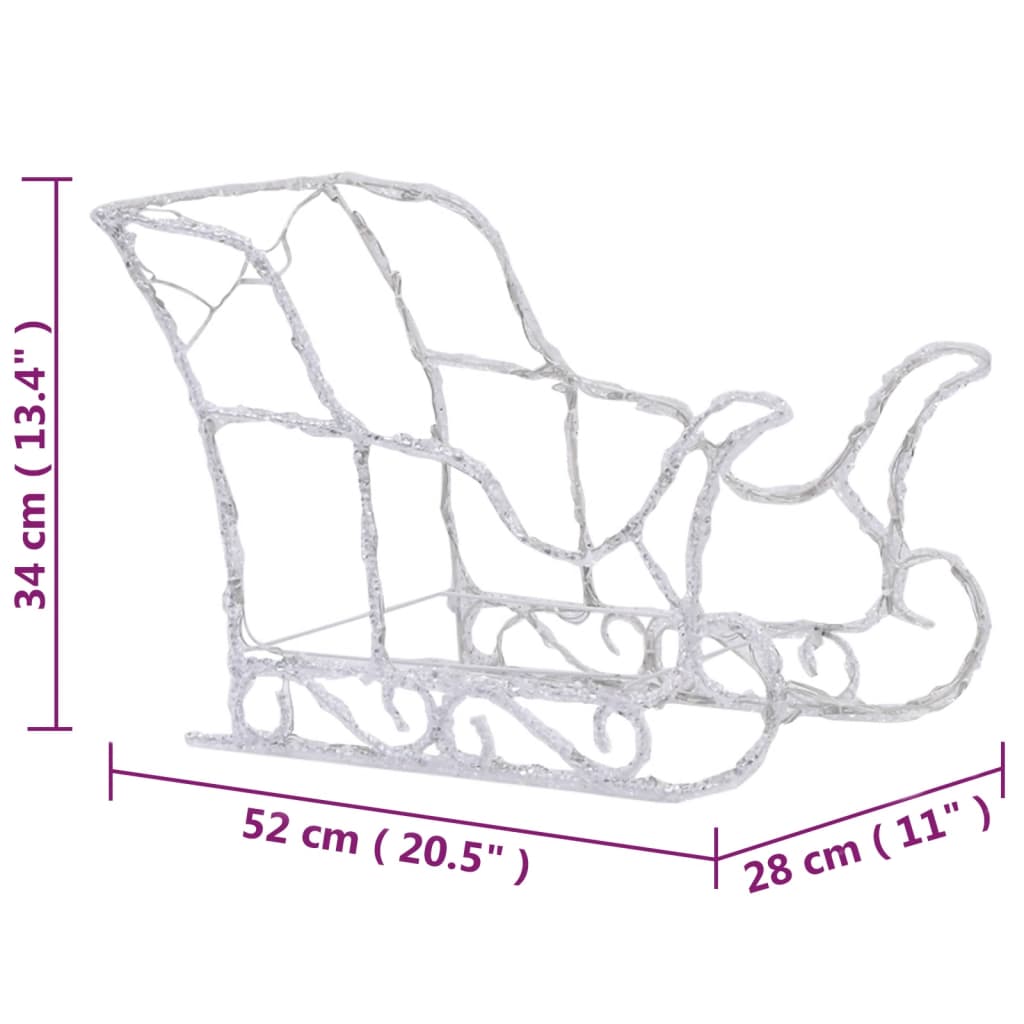 Juldekoration renar och släde 320 lysdioder akryl