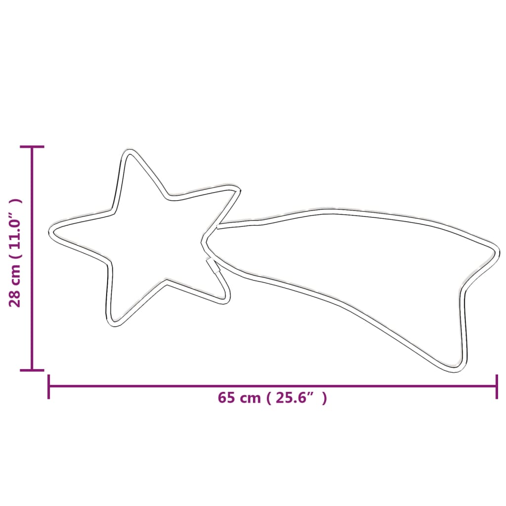 Julstjärna komet-figur med 48 LED varmvit 65x28 cm