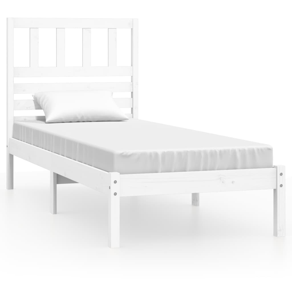 Sängram utan madrass vit 75x190 cm massiv furu
