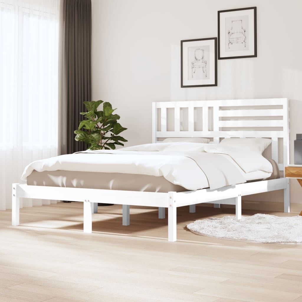 Sängram vit massiv furu 120x200 cm enkelsäng