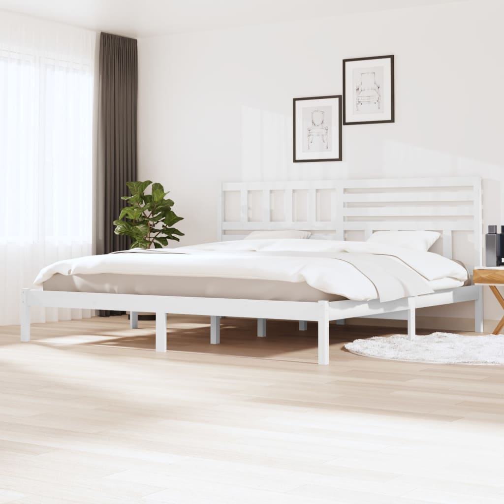Sängram vit massiv furu 200x200 cm