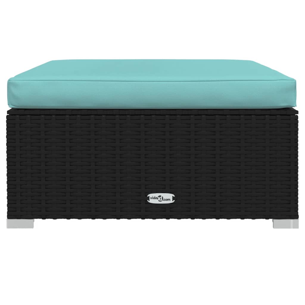 Loungegrupp för trädgården med dynor 6 delar konstrotting svart