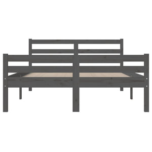 Sängram grå massivt trä 120x200 cm