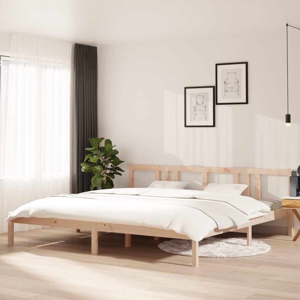 Sängram utan madrass massivt trä 200x200cm