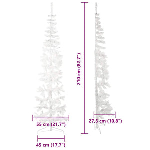 Smal halv plastgran med stativ vit 210 cm