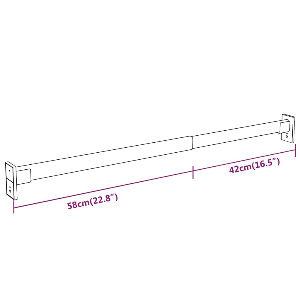 Teleskopiska garderobsskenor 2 st silver 58-100 cm - njoyroom