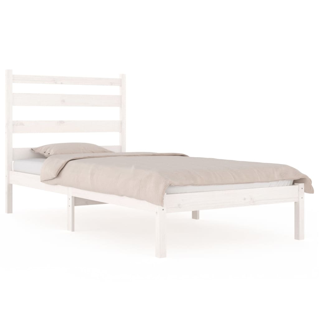 Sängram vit massiv furu 100x200 cm enkelsäng