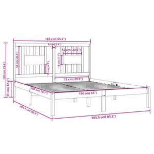 Sängram massiv furu 160x200 cm