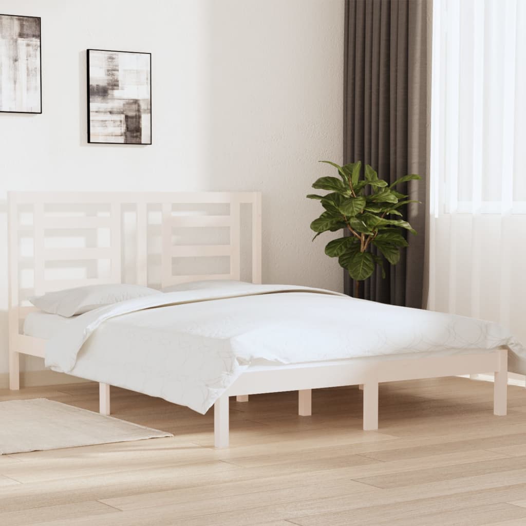 Sängram utan madrass vit 160x200 cm massiv furu