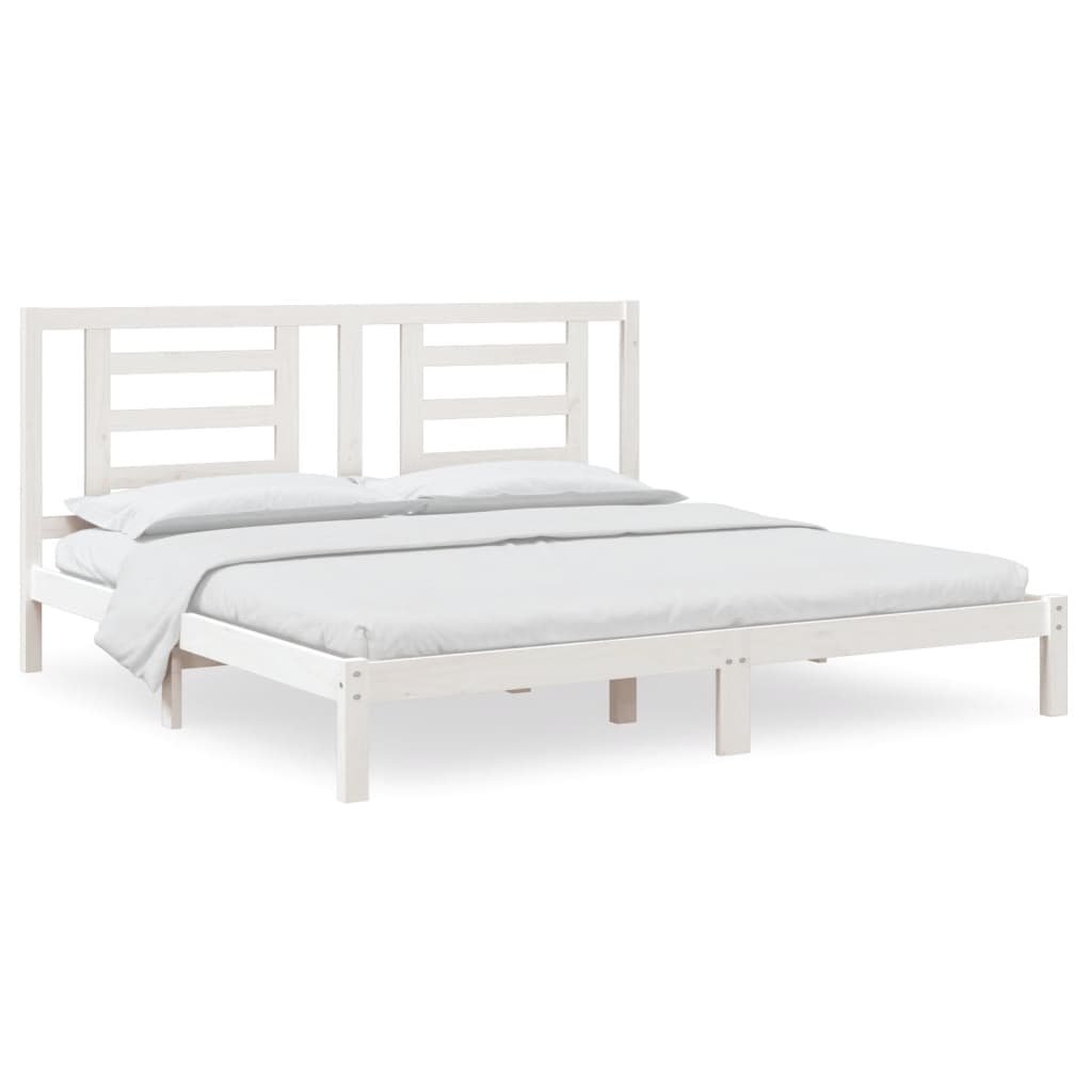Sängram utan madrass vit 200x200 cm massiv furu