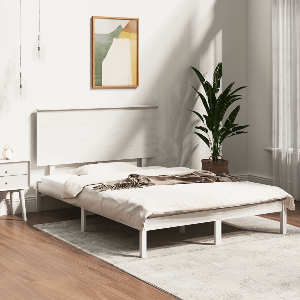 Sängram utan madrass vit 120x200 cm massiv furu