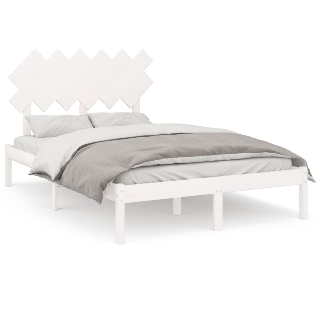 Sängram massiv furu 135x190 cm vit