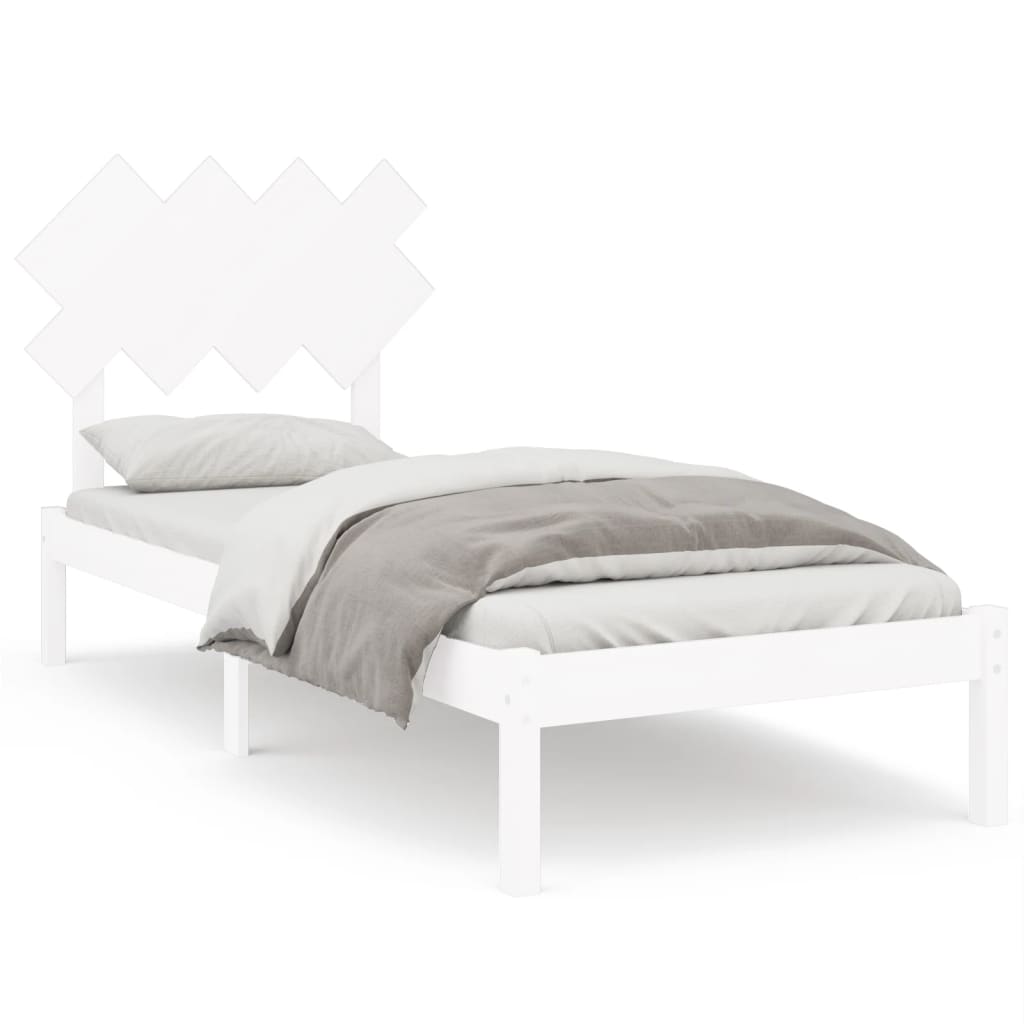 Sängram vit 90x200 cm massivt trä
