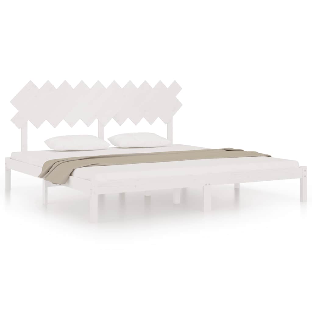 Sängram vit 200x200 cm massivt trä