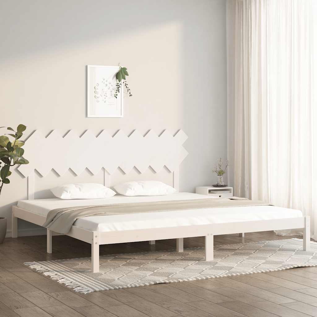 Sängram vit 200x200 cm massivt trä
