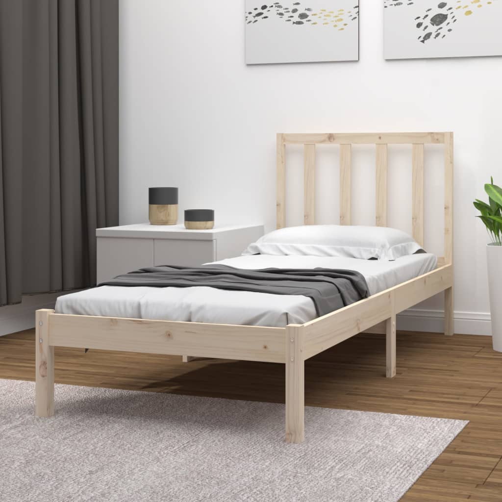 Sängram utan madrass 75x190 cm massiv furu