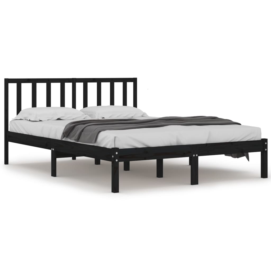 Sängram svart massiv furu 200x200 cm