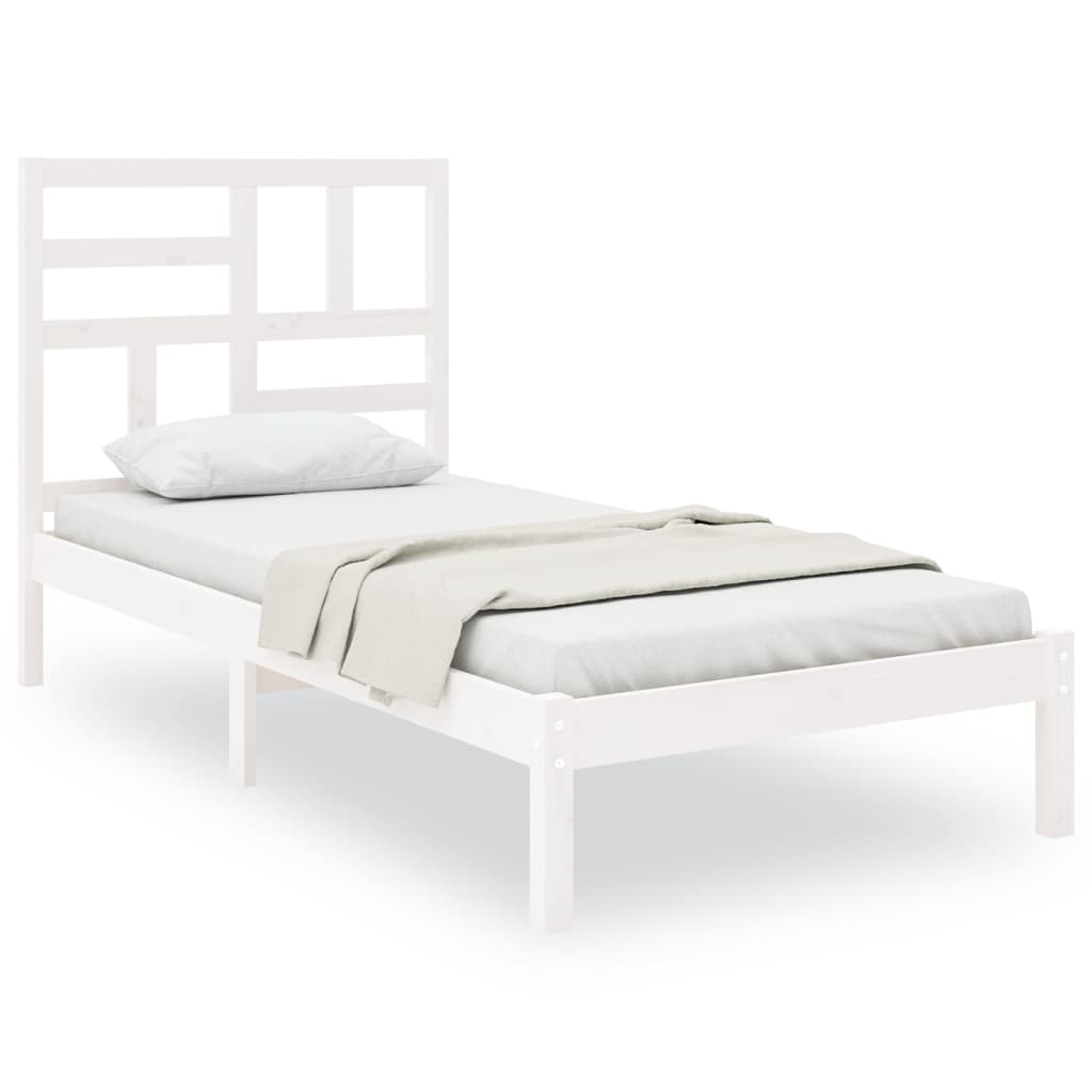 Sängram vit massivt trä 75x190 cm