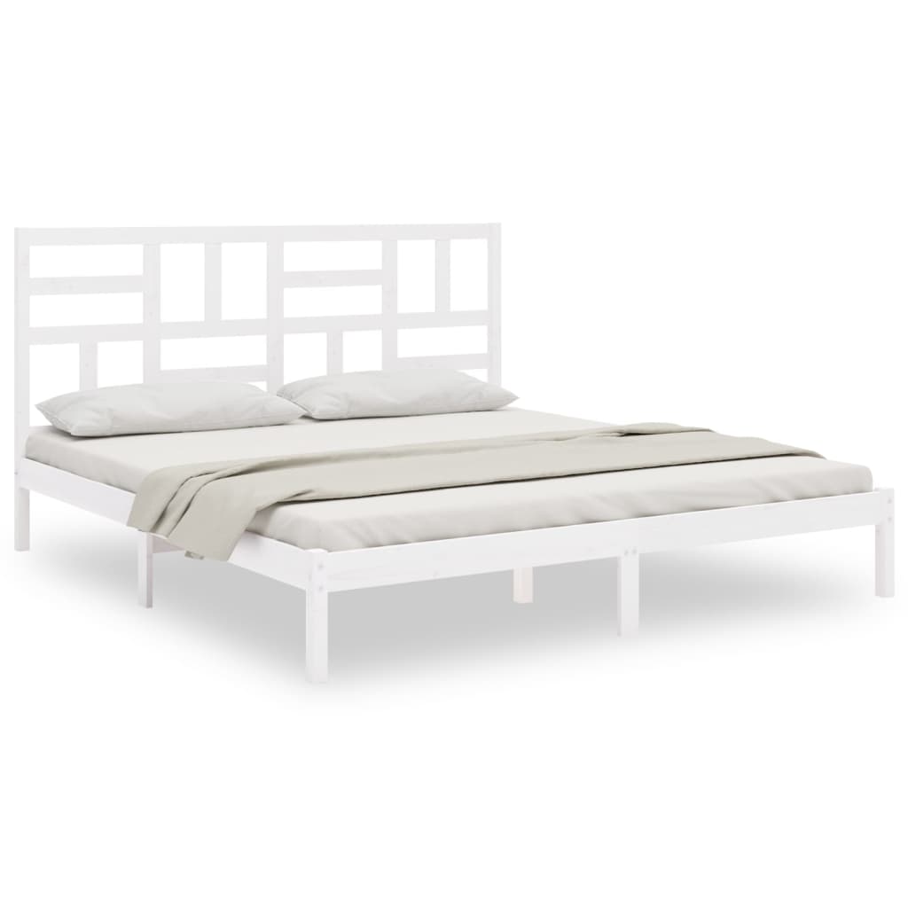 Sängram vit massivt trä 200x200 cm