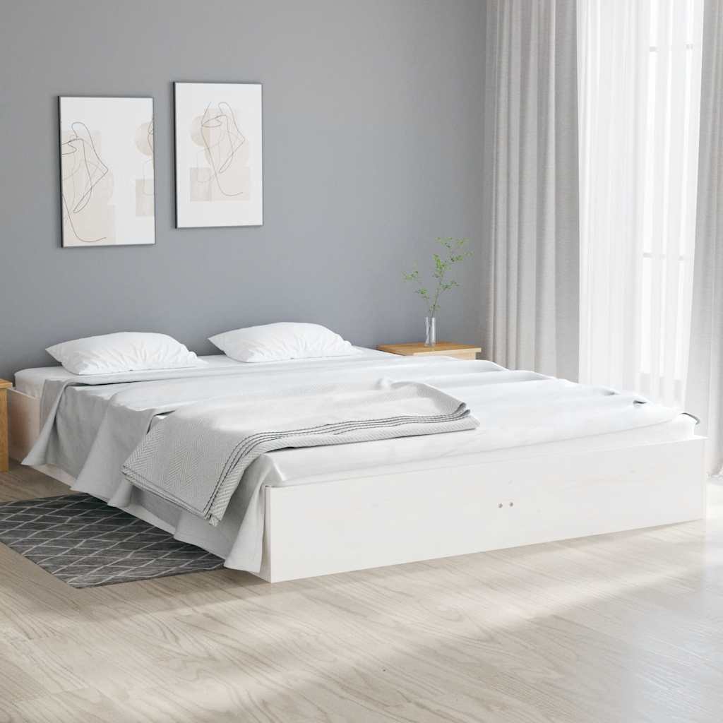 Sängram vit massivt trä 120x190 cm
