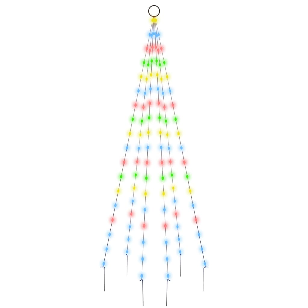 Julgran på flaggstång färgglad 108 LEDs 180 cm