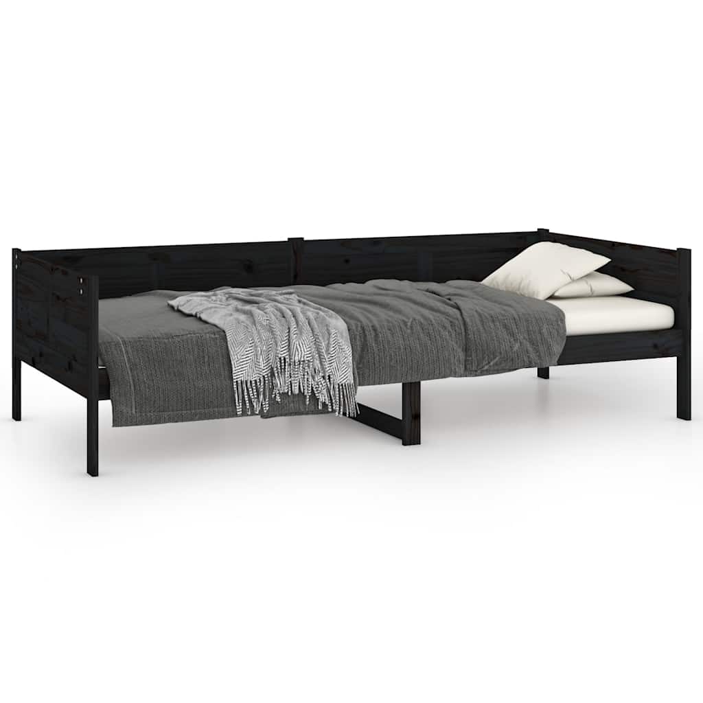 Dagbädd svart massiv furu 90x190 cm
