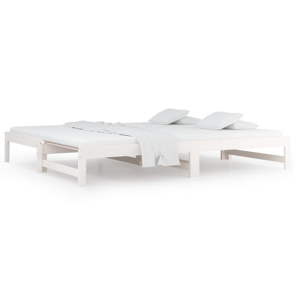 Utdragbar dagbädd vit 2x(80x200) cm massiv furu