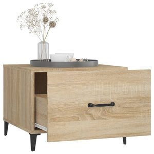 Soffbord med metallben 2 st sonoma-ek 50x50x40 cm