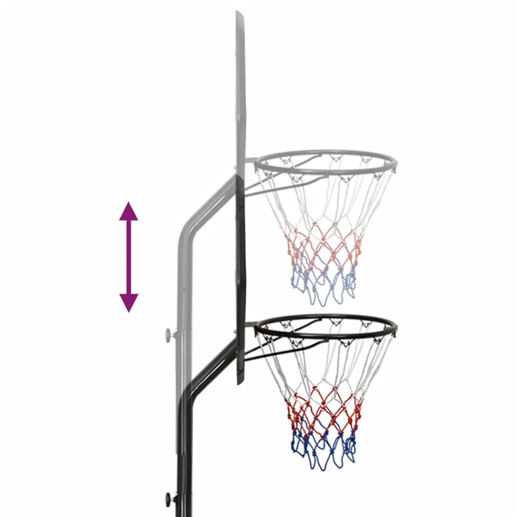 Basketkorg med stativ svart 282-352 cm polyeten