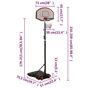 Basketkorg med stativ svart 216-250 cm polyeten