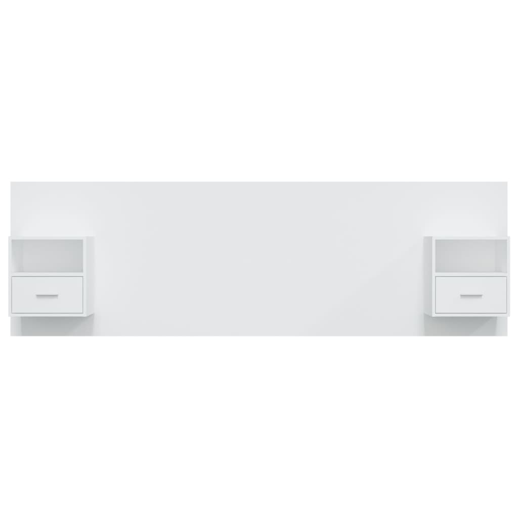 Sänggavel med lådor vit konstruerat trä