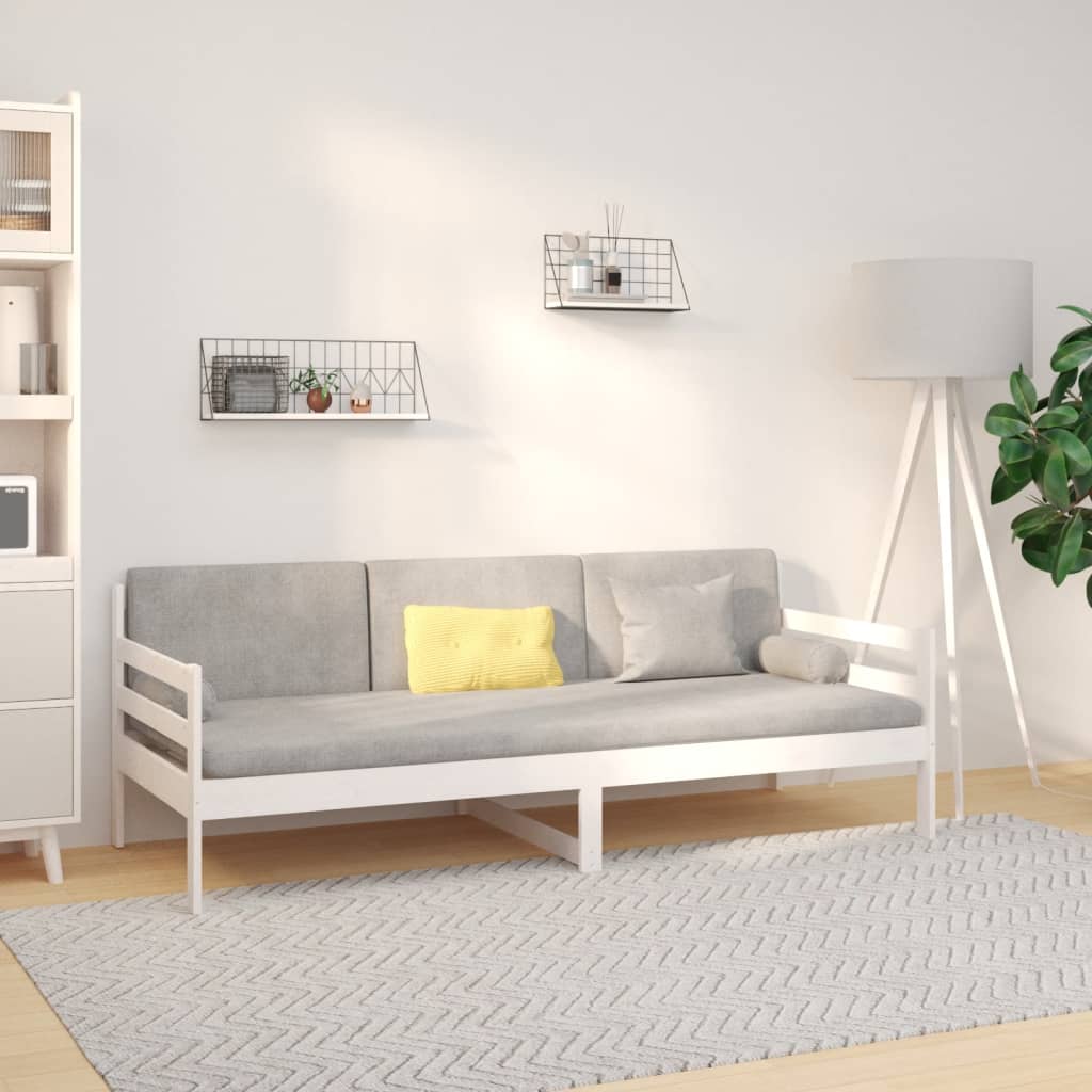 Dagbädd utan madrass vit 80x200 cm massiv furu