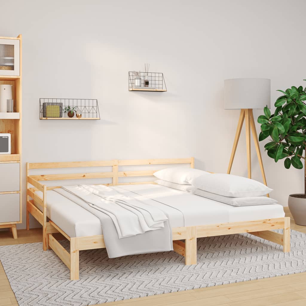 Utdragbar dagbädd 2x(80x200) cm massiv furu