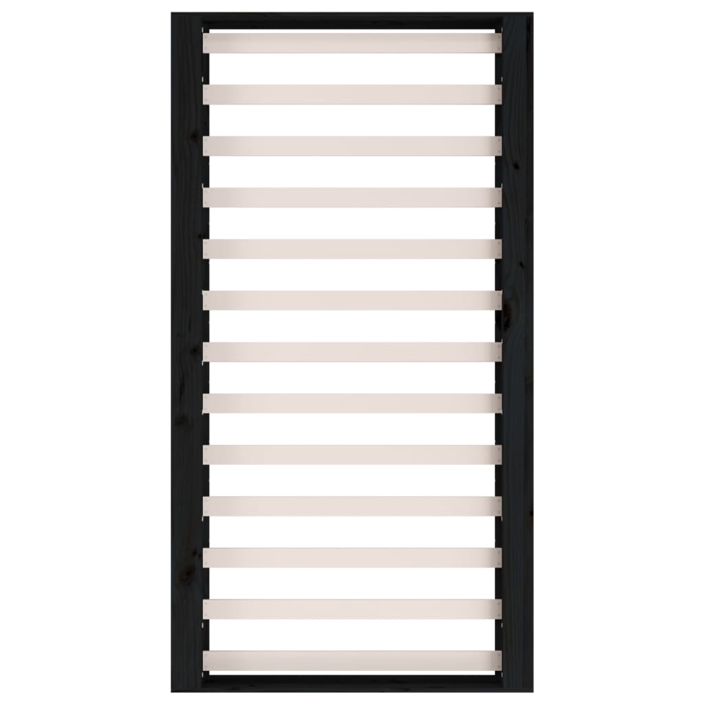 Sängram massiv furu 135x190 cm svart