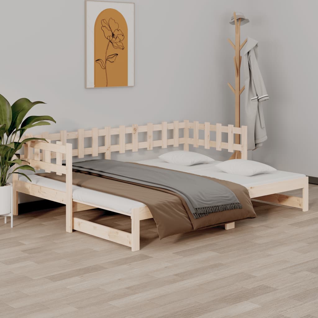 Utdragbar dagbädd 2x(90x200) cm massiv furu
