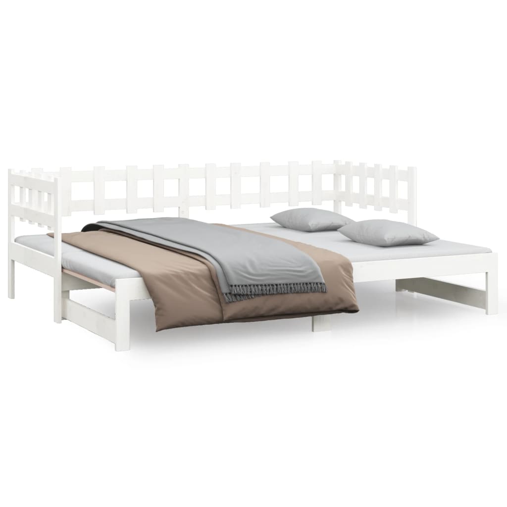 Utdragbar dagbädd vit 2x(90x190) cm massiv furu