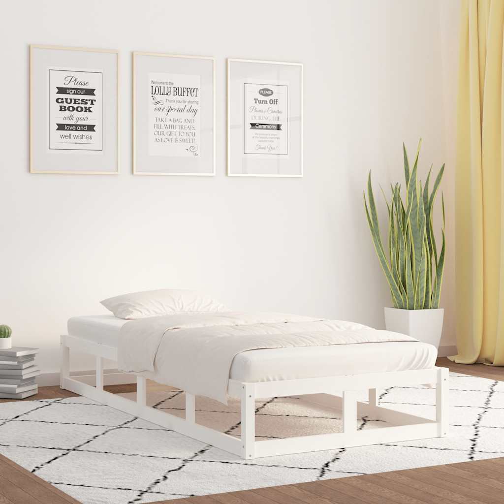 Sängram vit 100x200 cm massivt trä