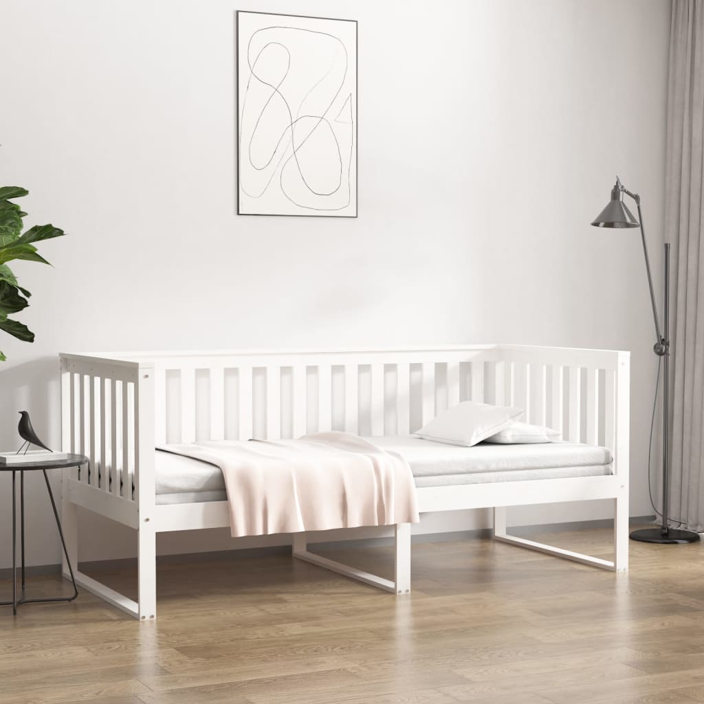 Dagbädd utan madrass vit 90x200 cm massiv furu