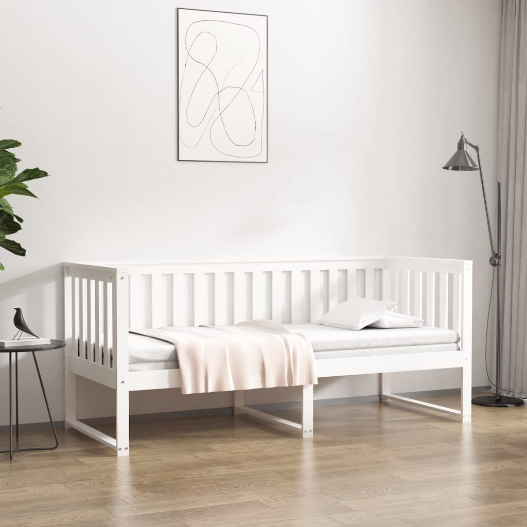 Dagbädd utan madrass vit 80x200 cm massiv furu