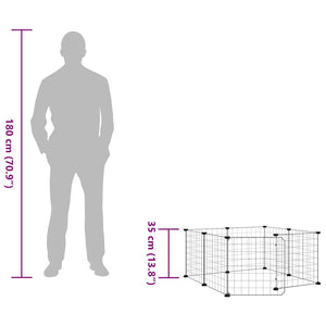 Husdjursbur med 8 paneler och dörr svart 35x35 cm stål