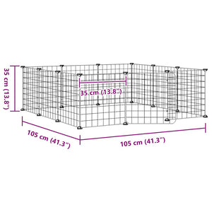 Husdjursbur med 12 paneler och dörr svart 35x35 cm stål