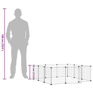 Husdjursbur med 12 paneler och dörr svart 35x35 cm stål