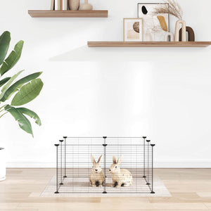 Husdjursbur med 8 paneler svart 35x35 cm stål