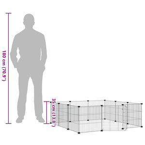 Husdjursbur med 12 paneler och dörr svart 35x35 cm stål