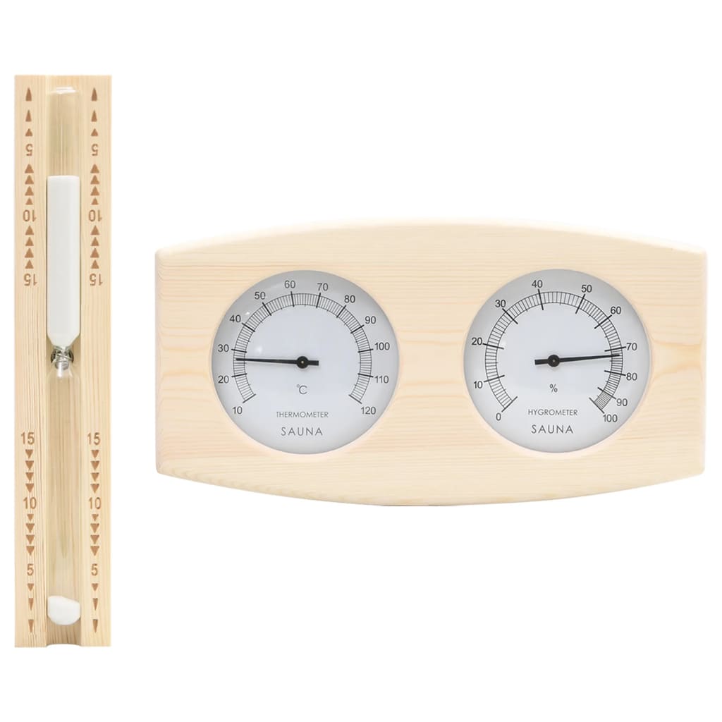 2-i-1 Bastutermometer & hygrometer sandur set massiv furu