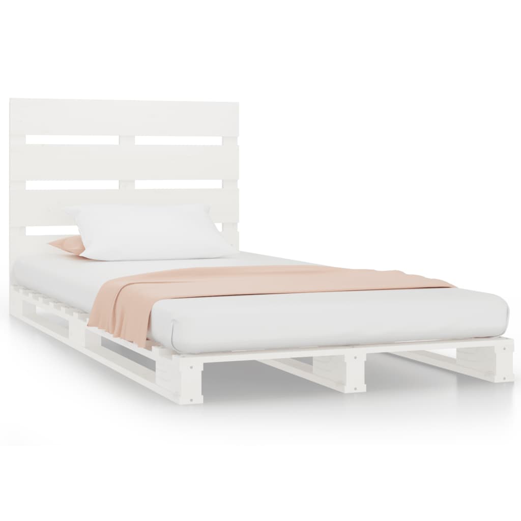 Sängram utan madrass vit 75x190 cm massiv furu